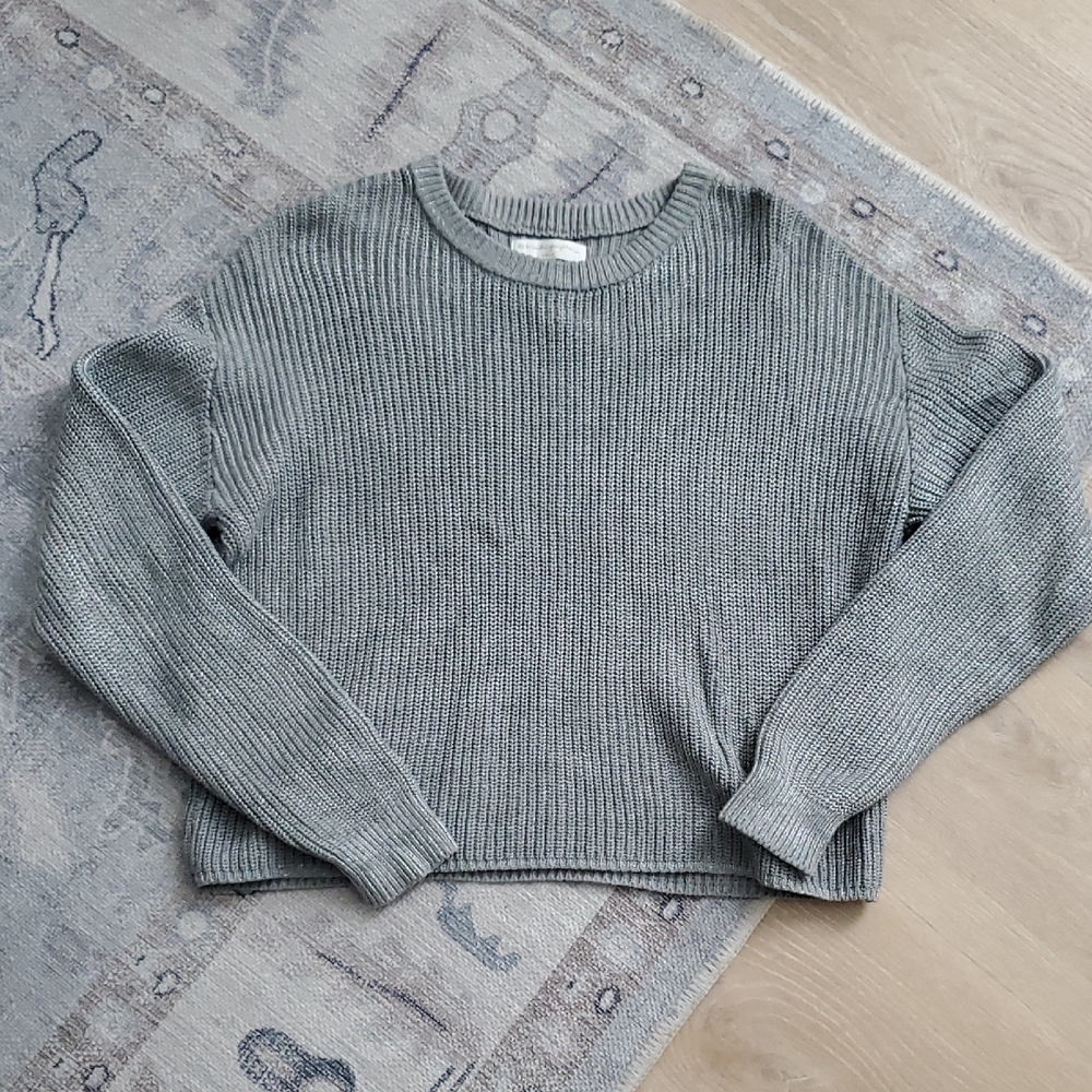 Spiritual Gangster Gray Metallic Cotton Sweater SzM